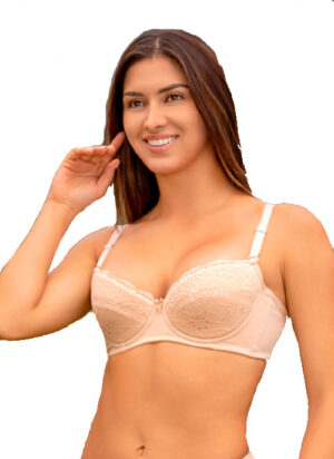 20124 Brasier de media copa y aplicación de encaje + almohadillas extraibles (push up) - D'lirio