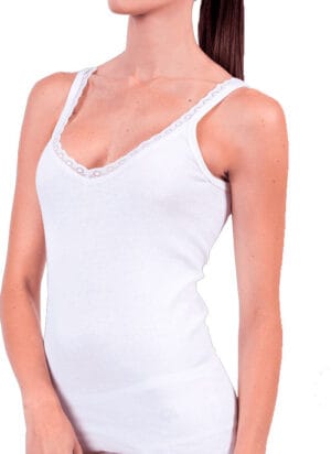 713 Camiseta sin mangas con blondas en tejido rap cuello v - Sweet cotton